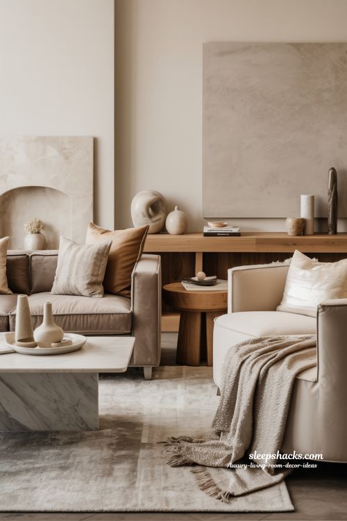 Luxury Living Room Decor Ideas Layered Textures Elegant Warm Modern Interior Design