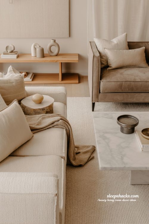 Luxury Living Room Decor Ideas Neutral Color Palette Elegant Minimal Warm Interior Design