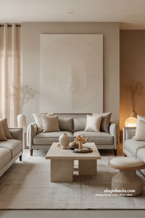 Luxury Living Room Decor Ideas Neutral Color Palette Elegant Minimal Warm Interior Design
