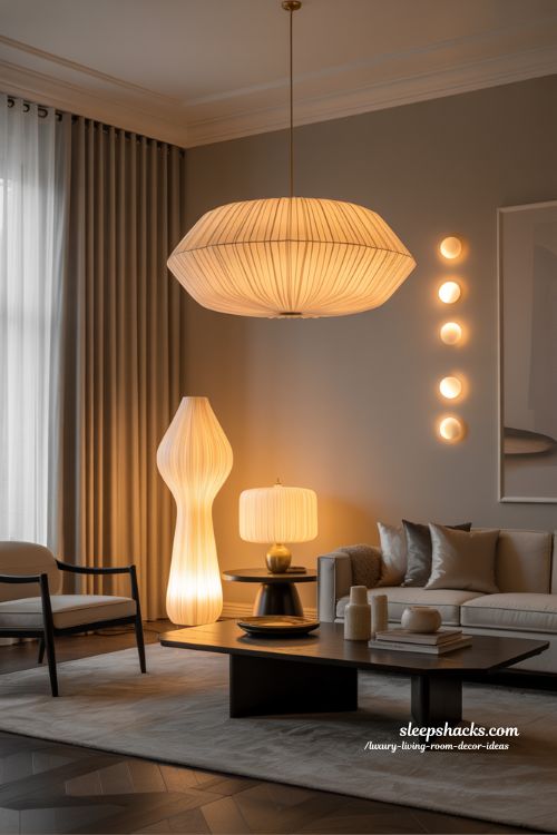 Luxury Living Room Decor Ideas Soft Layered Luxury Lighting Design Warm Elegant Interior