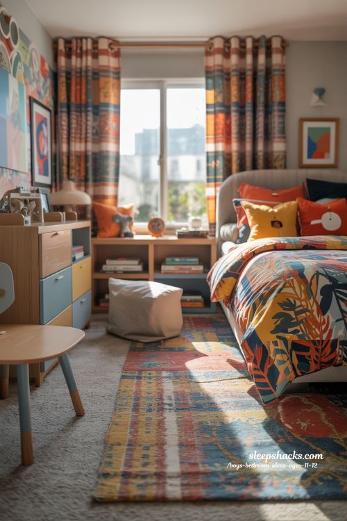 Maximalist Boys Bedroom Ideas Ages 11 12 with Bold Patterns and Vibrant Style