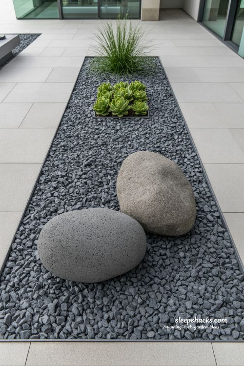Minimalist Modern Rock Garden Design for Peaceful Courtyards