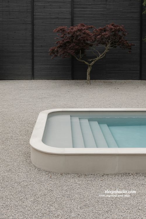 Minimalist Semi Inground Pool Design for a Calm Backyard