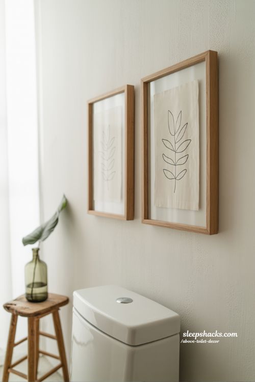 Minimalist Vertical Gallery Art Above Toilet for Zen Bathroom Decor