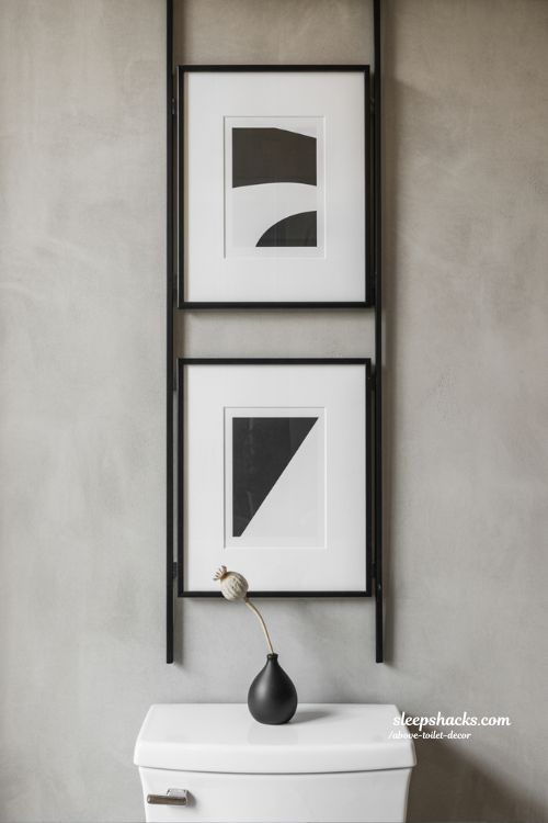 Modern Black and White Gallery Art Above Toilet for Timeless Decor
