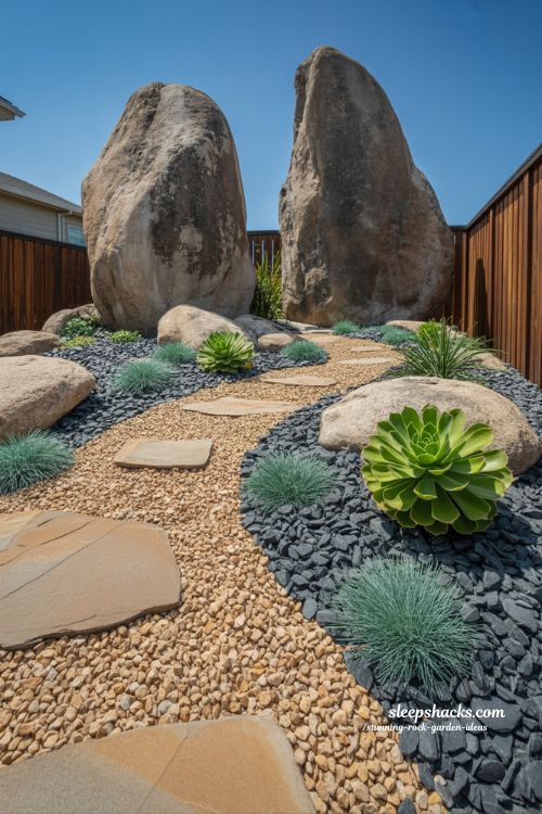 Modern Low Maintenance Rock Garden Layout for Backyards