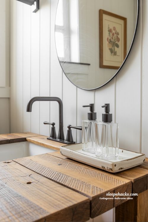Modern Meets Rustic: Balanced Cottagecore Bathroom Design