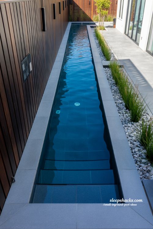 Modern Minimalist Narrow Inground Lap Pool for Small Side Yards