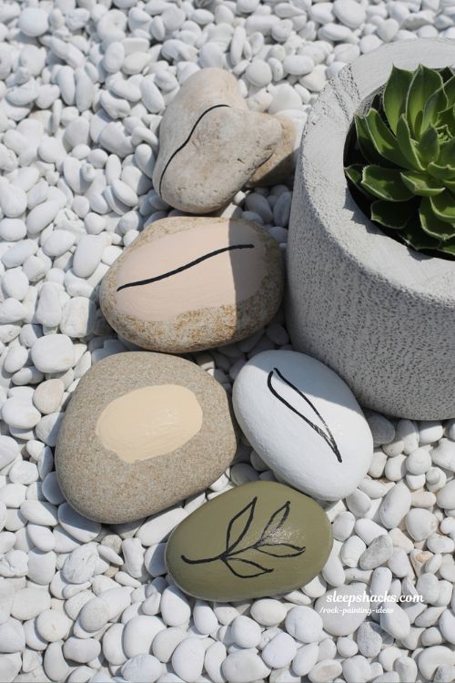 Modern Minimalist Rock Painting Ideas for Clean and Elegant Garden Decor