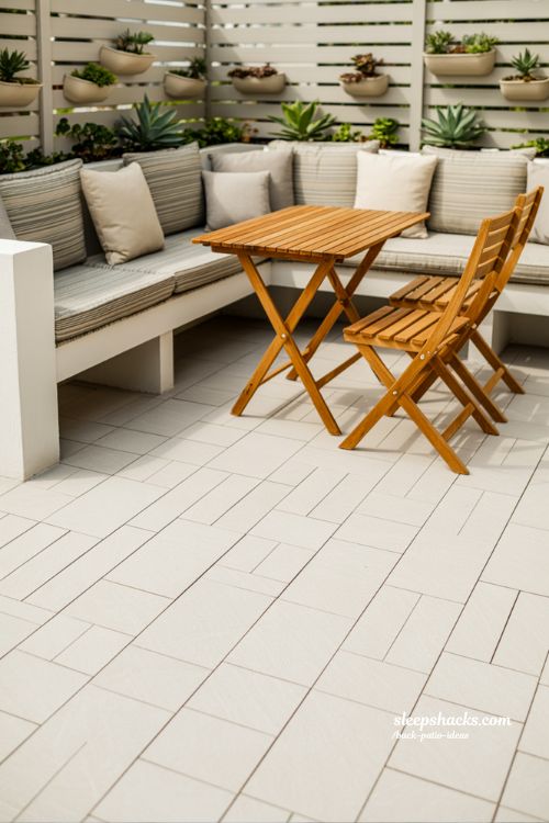 Modern Minimalist Small Patio Design with Light Tones and Multi-functional Furniture