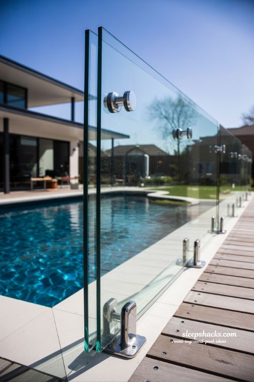 Modern Semi Inground Pool with Elegant Glass Safety Barrier