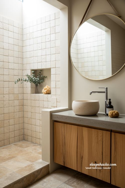Modern Small Bathroom Remodel with Natural Materials