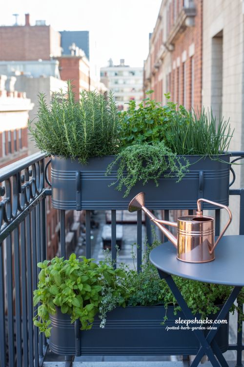 Modern balcony rail herb garden ideas for small city apartment outdoor spaces