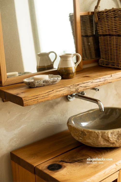 Natural Wood and Stone Cottagecore Bathroom Textures
