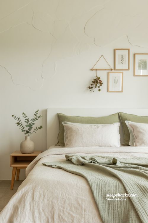 Nature inspired above bed decor ideas for a fresh calm and peaceful bedroom
