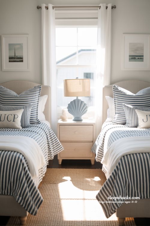 Nautical Boys Bedroom Ideas Ages 11 12 with Stripes and Coastal Style
