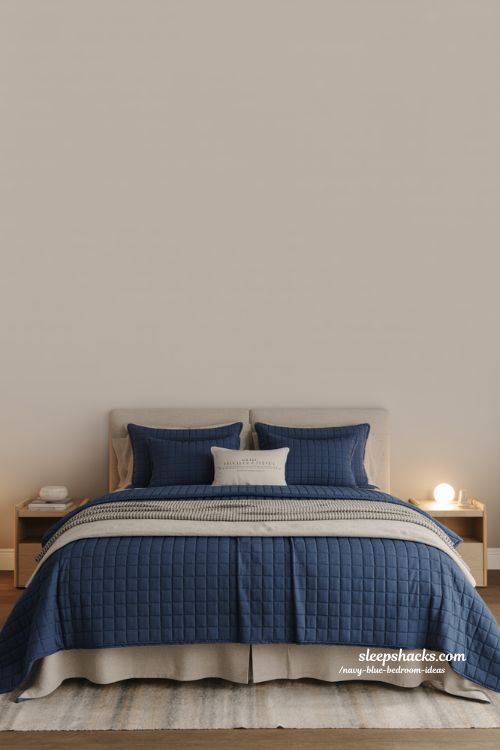 Navy Blue Bedding Bedroom Cozy Stylish Accent
