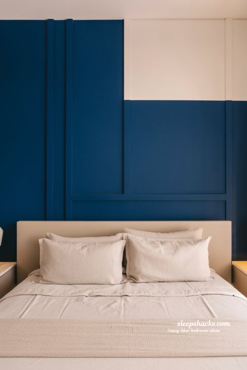 Navy Color Block Bedroom Modern Stylish Interior