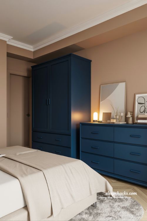 Navy Furniture Bedroom Bold Stylish Accent