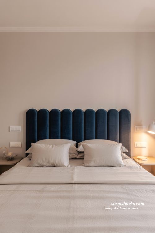 Navy Headboard Bedroom Statement Cozy Elegant