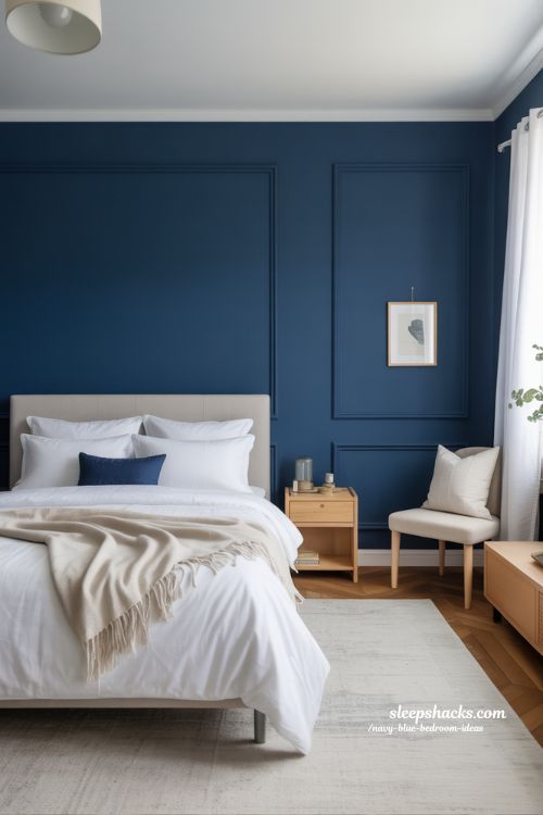 Navy and White Bedroom Clean Classic Interior