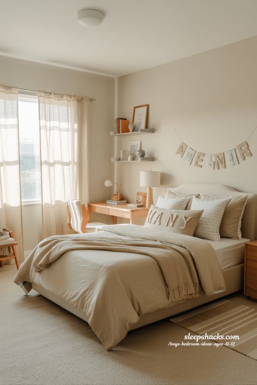 Neutral Fun Boys Bedroom Ideas Ages 11 12 Calm Playful Tween Space