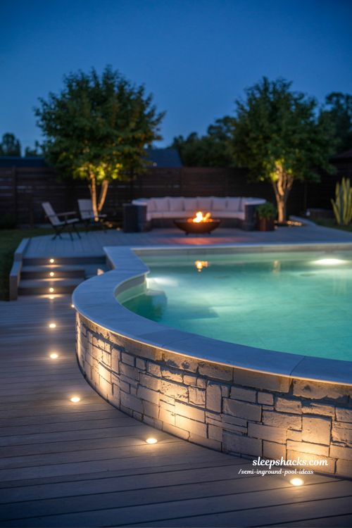 Night Lighting Ideas for Semi Inground Pools