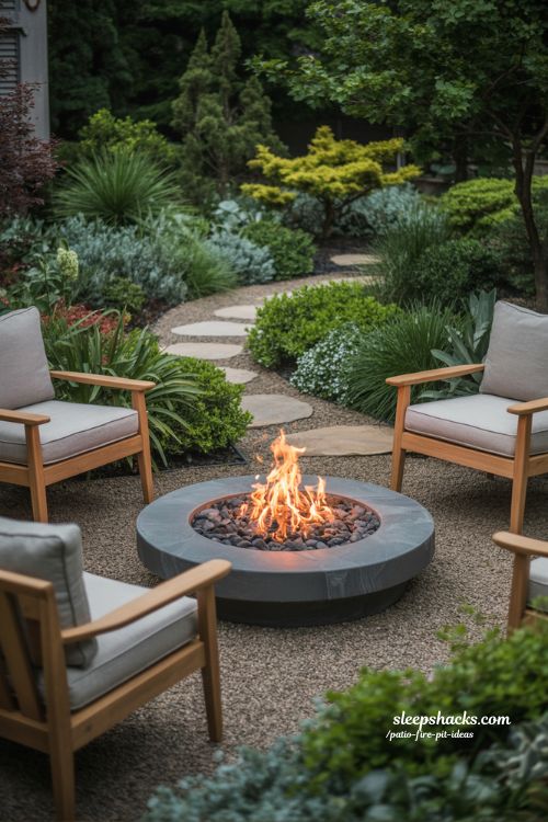 Patio Fire Pit Ideas Garden Inspired Patio With Lush Landscaping Photorealistic Scene