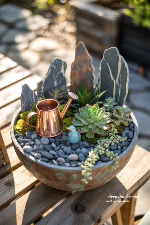 Personalized Small Rock Garden Ideas featuring Unique Decorative Accents
