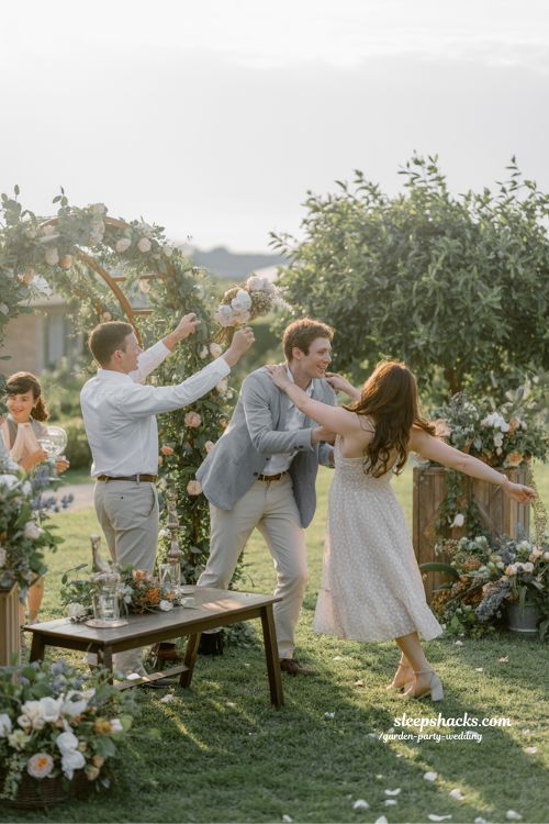 Romantic Garden Party Wedding Moments with Candid Photo Spots