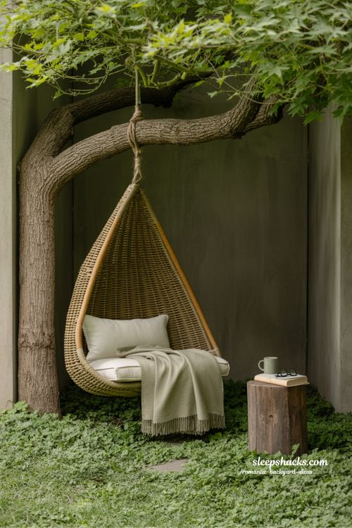 Romantic backyard swing chair ideas for a quiet garden corner and personal emotional reset