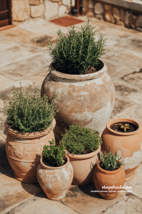 Rustic Mediterranean Terracotta Pot Cluster for Outdoor Styling