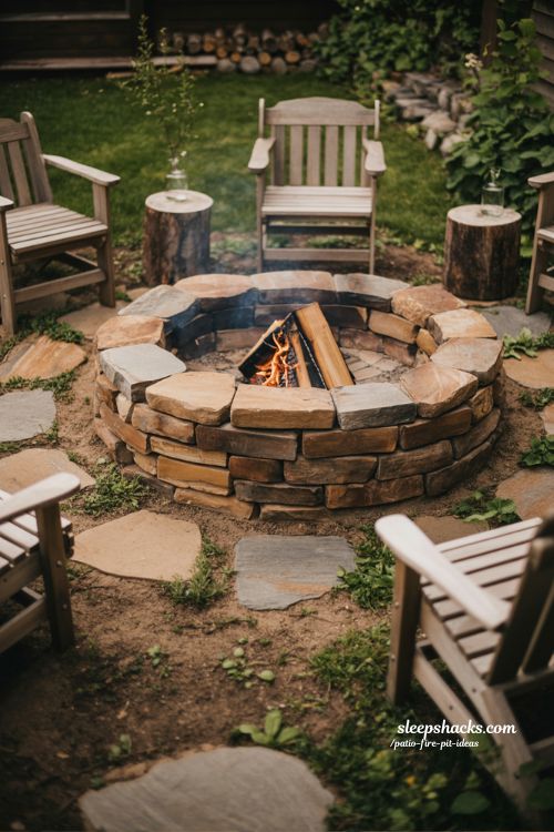 Rustic Stone Patio Fire Pit Ideas for a Natural and Timeless Backyard