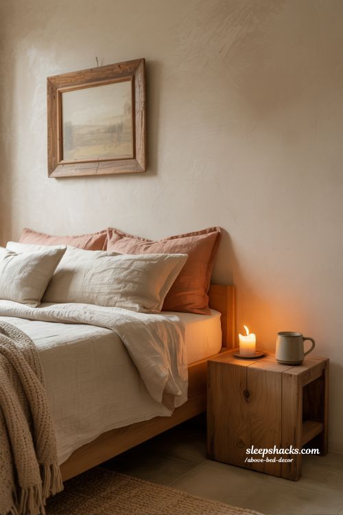 Rustic above bed decor ideas for a warm earthy and comforting bedroom