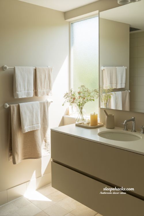 Seasonal Bathroom Decor Ideas Fresh Rotating Style With Towels Flowers And Soft Natural Light