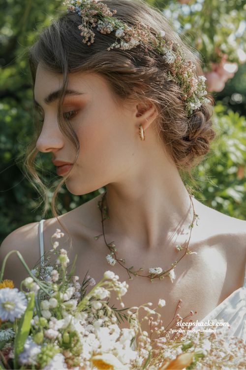 Bridal Floral Hair and Natural Jewelry Ideas for Garden Weddings