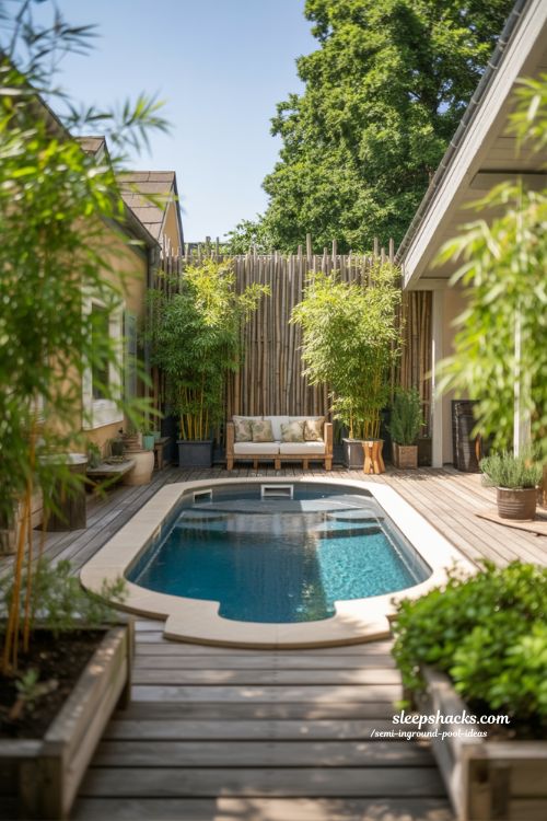 Semi Inground Pool Ideas for a Cozy Private Backyard Retreat
