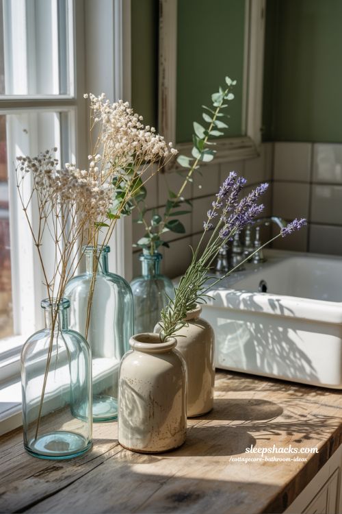 Simple Floral and Botanical Decor for a Cottagecore Bathroom