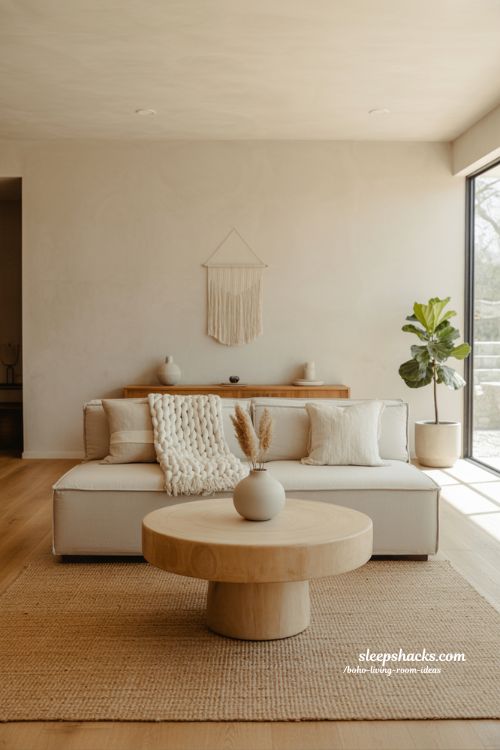 Simple and Calm Modern Boho Living Room Ideas with Curated Textures