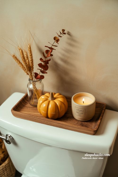 Simple and Cozy Autumnal Updates for Your Toilet Tank Decor