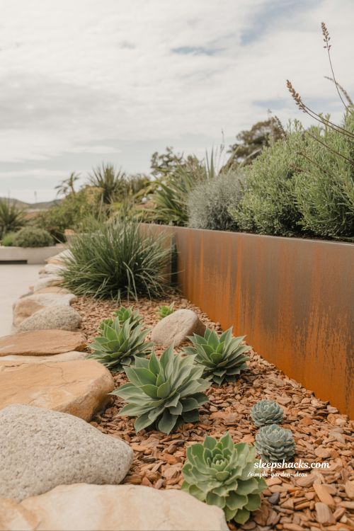 Simple low maintenance garden ideas using hardy native plants and succulents