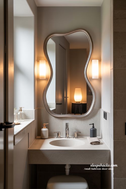 Small Bathroom Decor Ideas Featuring Statement Mirrors