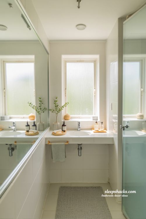 Small Bathroom Decor Ideas That Make Any Space Feel Bigger Bright Minimal Reflective Bathroom Design