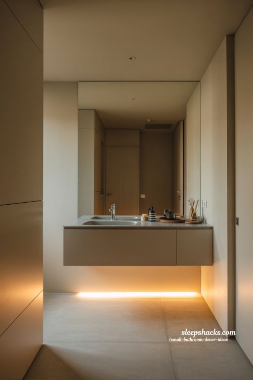Small Bathroom Decor Ideas With Floating Vanities for More Space