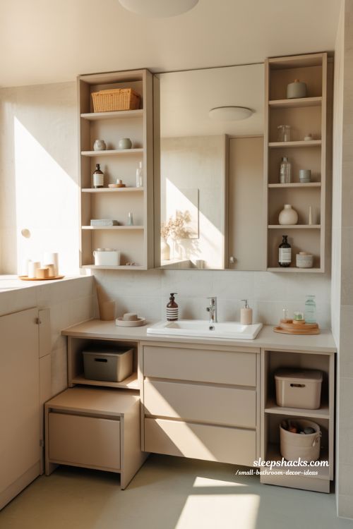 Small Bathroom Decor Ideas With Multi Functional Furniture