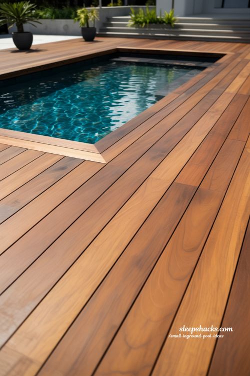 Small Inground Pool with Premium Ipe Wood Decking and Minimalist Coping