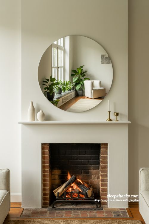 Small Living Room Mirror Above Fireplace: Instant Space Illusion