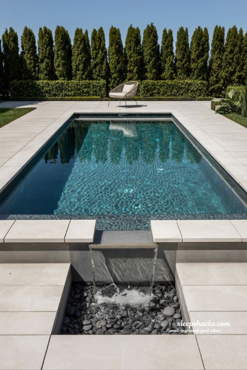 Small Modern Inground Infinity Edge Pool with Zero-Edge Garden Spillage Nook