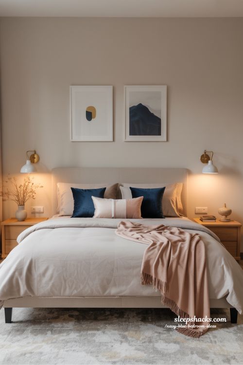 Small Navy Accents Bedroom Stylish Cozy Color Combinations