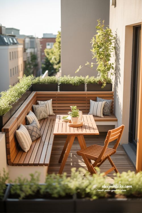 Small Patio Garden Ideas with Cozy Banquette Seating